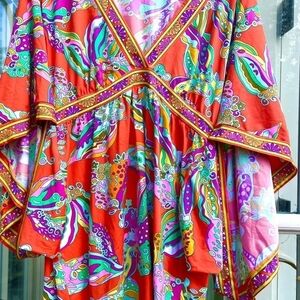Trina Turk Vibrant Red and Purple Swim Coverup